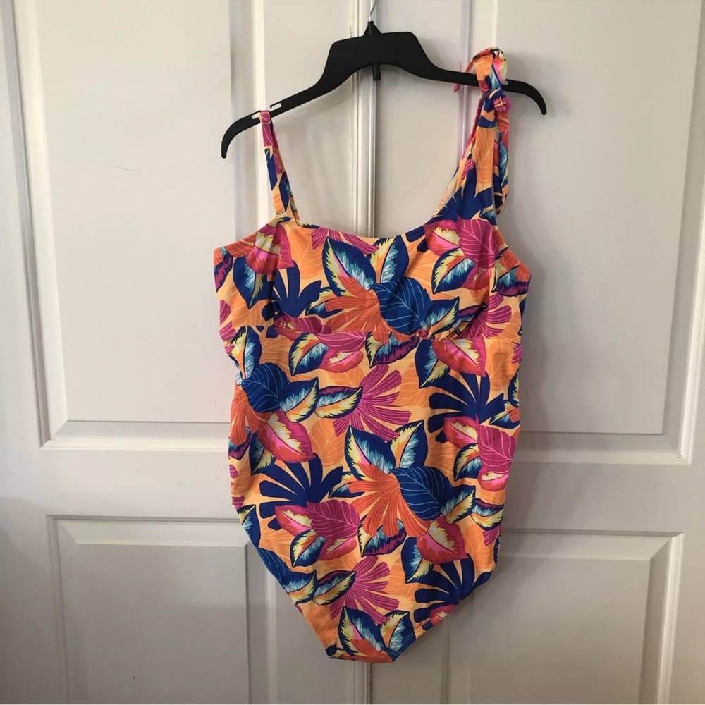Isabel Maternity Size 2XL Multi Tie Shoulder One Piece Maternity Swimsuit New